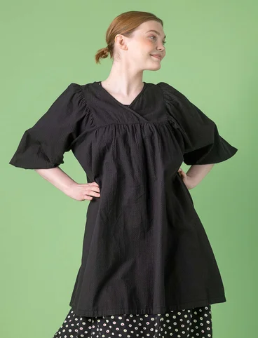 Vævet kjole "Hilda" i økologisk bomuld - sort