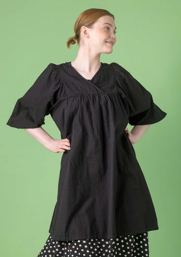 Robe tissée "Hilda" en coton biologique - noir