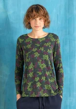 “Hillevi” floral/solid-colour lyocell/elastane jersey top - monstera/patterned