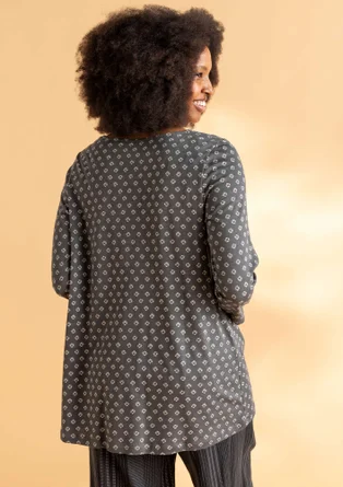 “Millie” organic cotton/modal jersey top - ash grey/patterned