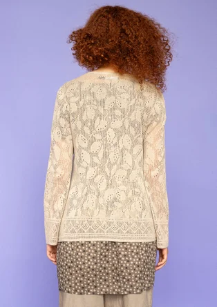 “Luisa” linen/recycled cotton pointelle cardigan - natural/undyed