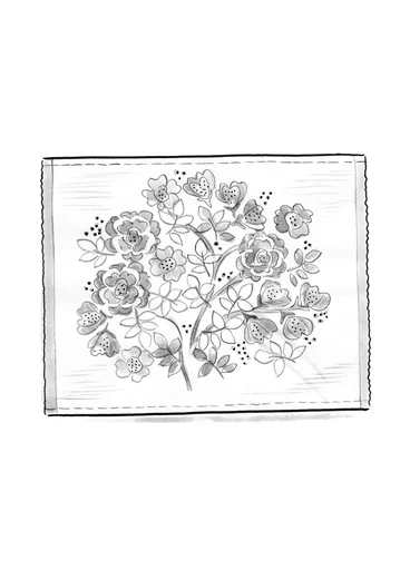 “Wild Rose” place mat in organic cotton - henna