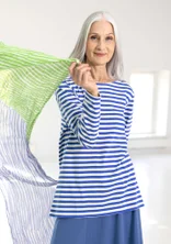 Essential striped top in organic cotton - brilliant blue/ecru