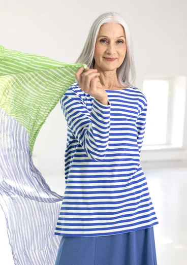 Organic cotton striped essential top - brilliant blue/ecru