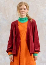 “Cornus” velour cardigan in organic cotton/recycled polyester - agate red