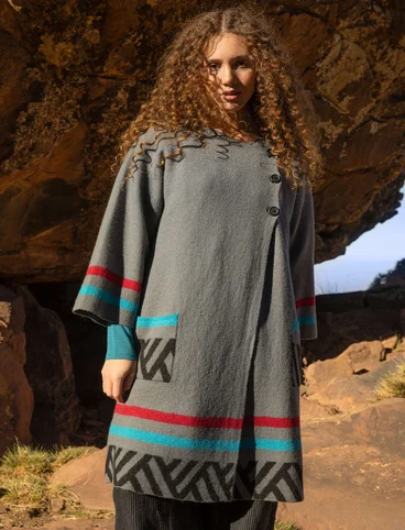 Strikfrakke "Horizon" i filtet økologisk uld - grafit
