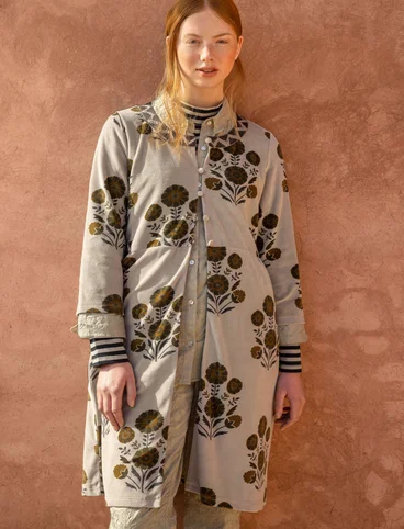 “Nila” organic cotton/recycled polyester velour coat dress - warm grey