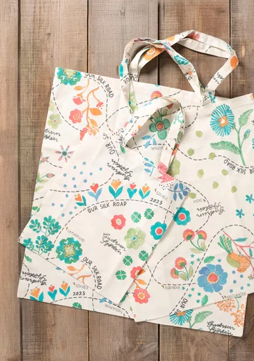 Organic cotton fabric tote bag S - multicoloured