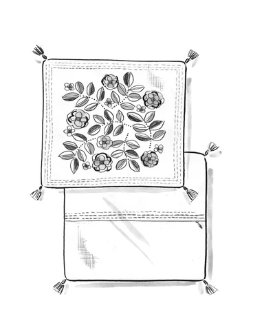 Housse de coussin "Tulsi" en coton biologique imprimé au tampon - gris cendré