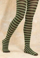 Striped tights in organic cotton - monstera/dusty green