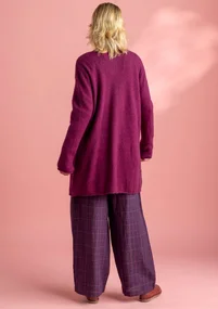 Long cardigan in wool/cotton/alpaca - grape