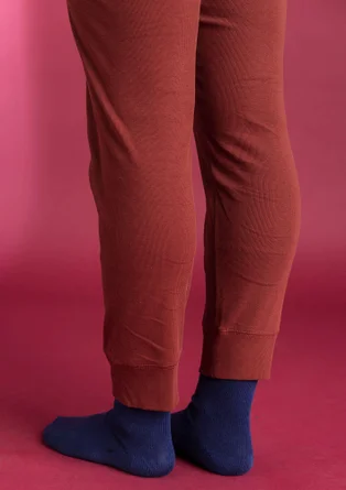 Organic cotton ribbed jersey leggings - rust