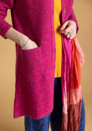 Long cardigan in wool - pink begonia