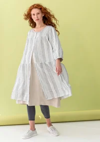 “Thea” woven organic cotton dobby dress - ecru