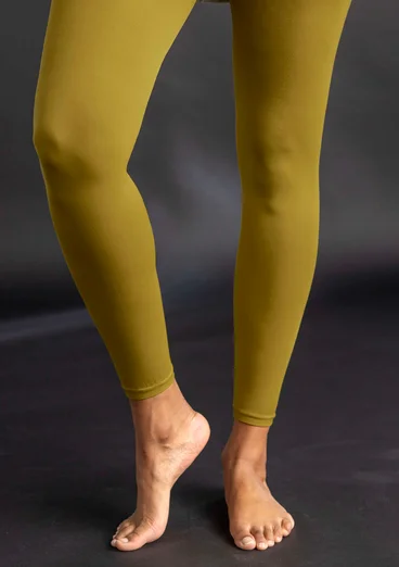 Solid-colour leggings made from recycled polyamide - olive oil