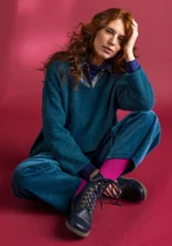 Sweater in an alpaca blend - dark petrol blue/melange