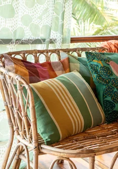 “Ecuador” cushion in organic cotton with pillow insert - salvia