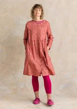 “Vendela” woven organic cotton dress - madder red/patterned