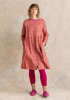 “Vendela” woven organic cotton dress - madder red/patterned