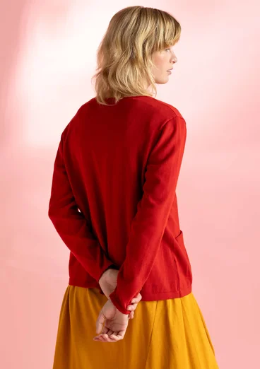 Cardigan in organic/recycled cotton - parrot red