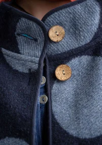 “Stone” woven coat in a wool blend  - ink blue