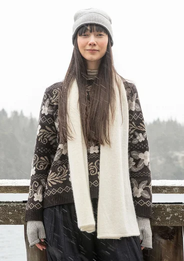 Fingerless gloves in lambswool/organic and recycled cotton - graphite/dark natural