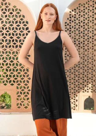 Slip dress in lyocell/spandex - black