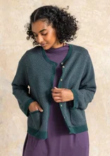 “Wilma” striped, dotted and solid-colour lambswool cardigan - dark jade/patterned