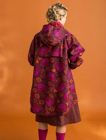 “Hedda” woven organic cotton raincoat - aubergine/mønstret