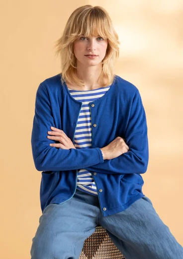 Cardigan in organic/recycled cotton - porcelain blue