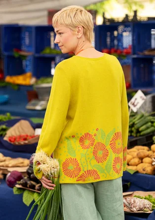 “Poppy” sweater in organic cotton - lime green