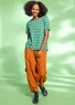 Woven pants in organic cotton dobby1 (henna S)