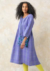 Kleid „Lillian“ aus Leinengewebe - himmelblau-gemustert