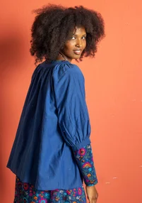 Blouse in cotton/silk - indigo blue