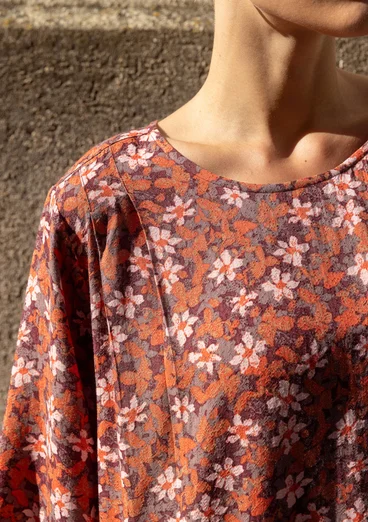 Vävd klänning "Flora Flow" i viskos - malva/mönstrad