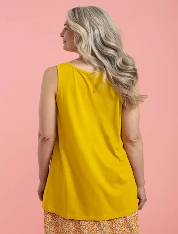 Solid-colored jersey tank top in organic cotton/modal - pineapple
