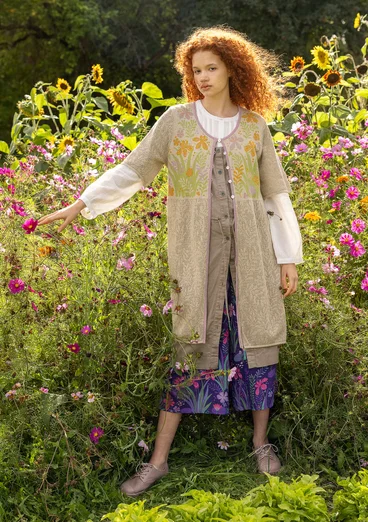 Gilet pointelle « Iris » en lin/coton recyclé - naturel/écru, non teint