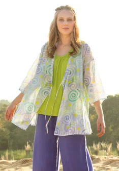 “Cumulus” woven kimono in cotton - forget-me-not