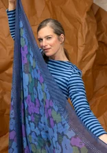 “Hillevi” viscose/wool, square, floral scarf - ink blue