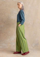 “Esme” woven pants in organic cotton/linen - kiwi/stripe