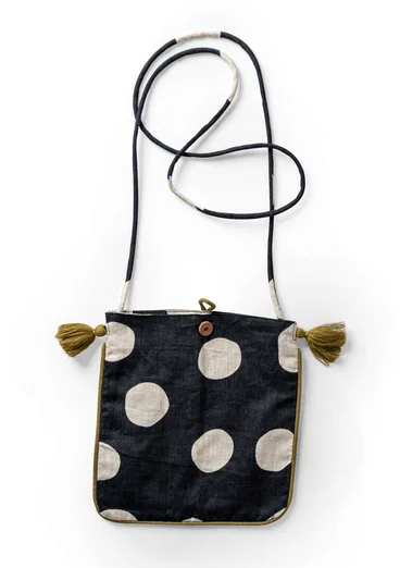 “Web” purse in cotton/linen - black