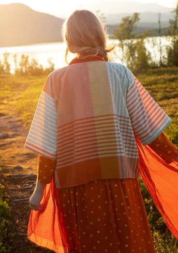 Vævet bluse "Madras" i økologisk bomuld - masala