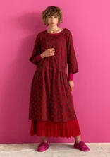 “Tindra” woven organic cotton dress - dark agate red/patterned