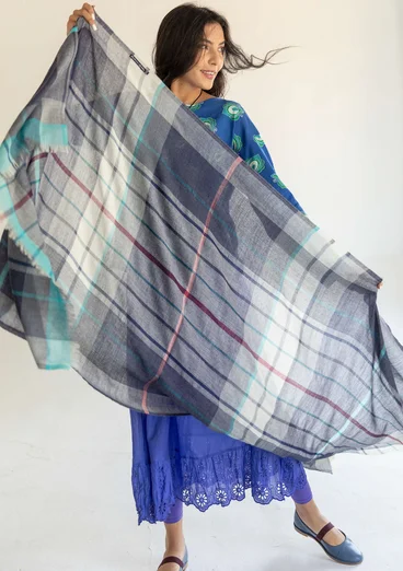 “Evania” woven shawl in wool - graphite