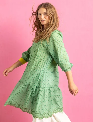 Vevd kjole «Lilly» i økologisk bomull - dus grønn