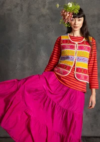 Woven cotton/silk skirt - cerise