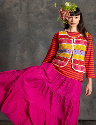 Woven cotton/silk skirt - cerise