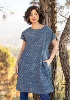 “Thistle” woven organic cotton dress - indigo