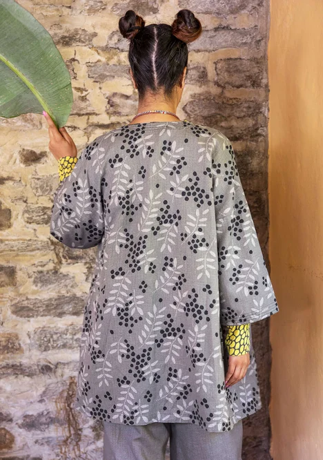 Kimono "Amaya" en coton biologique/lin - gris fer