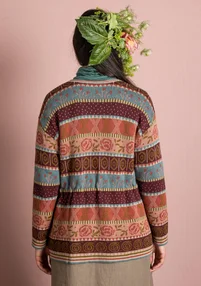 “Klara” cardigan in organic/recycled cotton - aubergine